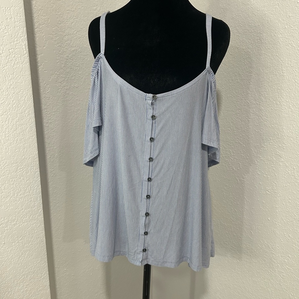 American Eagle Outfitters Button-Front Striped Blouse